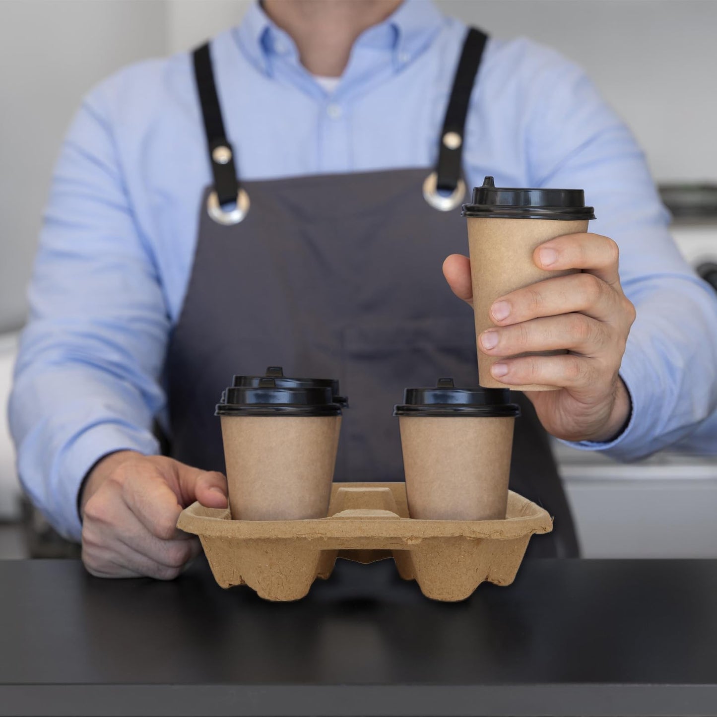 DAJAVE 40 Pack 4 Cup Drink Carrier Cardboard Cup Carriers for Drinks, Cup Holders Tray for 8-32 oz Cup, Drink Holders for Coffee Restaurant Food Delivery