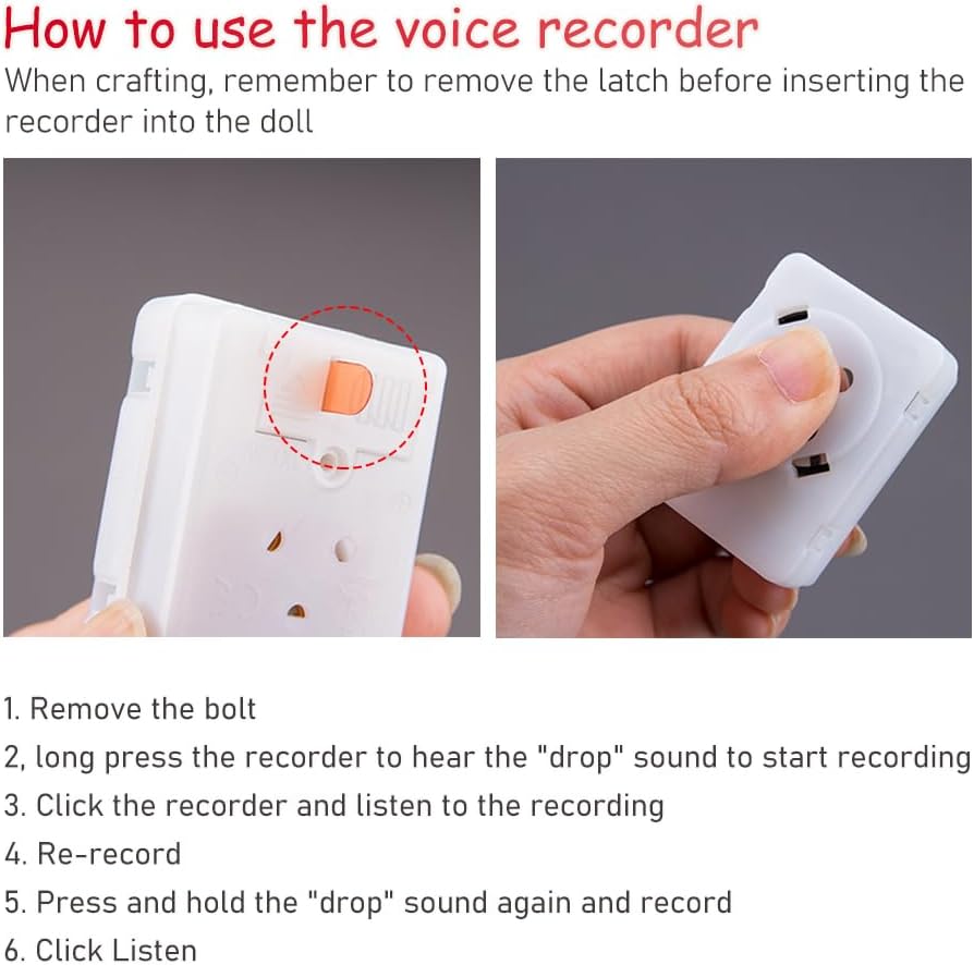 ZORZA 2Pcs Multi-Message Voice Recorder for Stuffed Animal DIY Recordable Sound Module Mini Voice Recorder for Gift