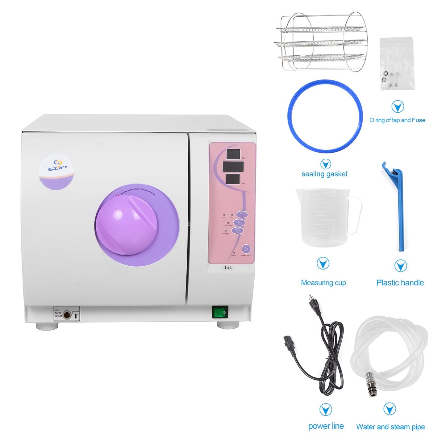 16L/18L/23L Benchtop Type Autoclave Class N Series Portable Lab Autoclave Steam Sterilizer (16L)
