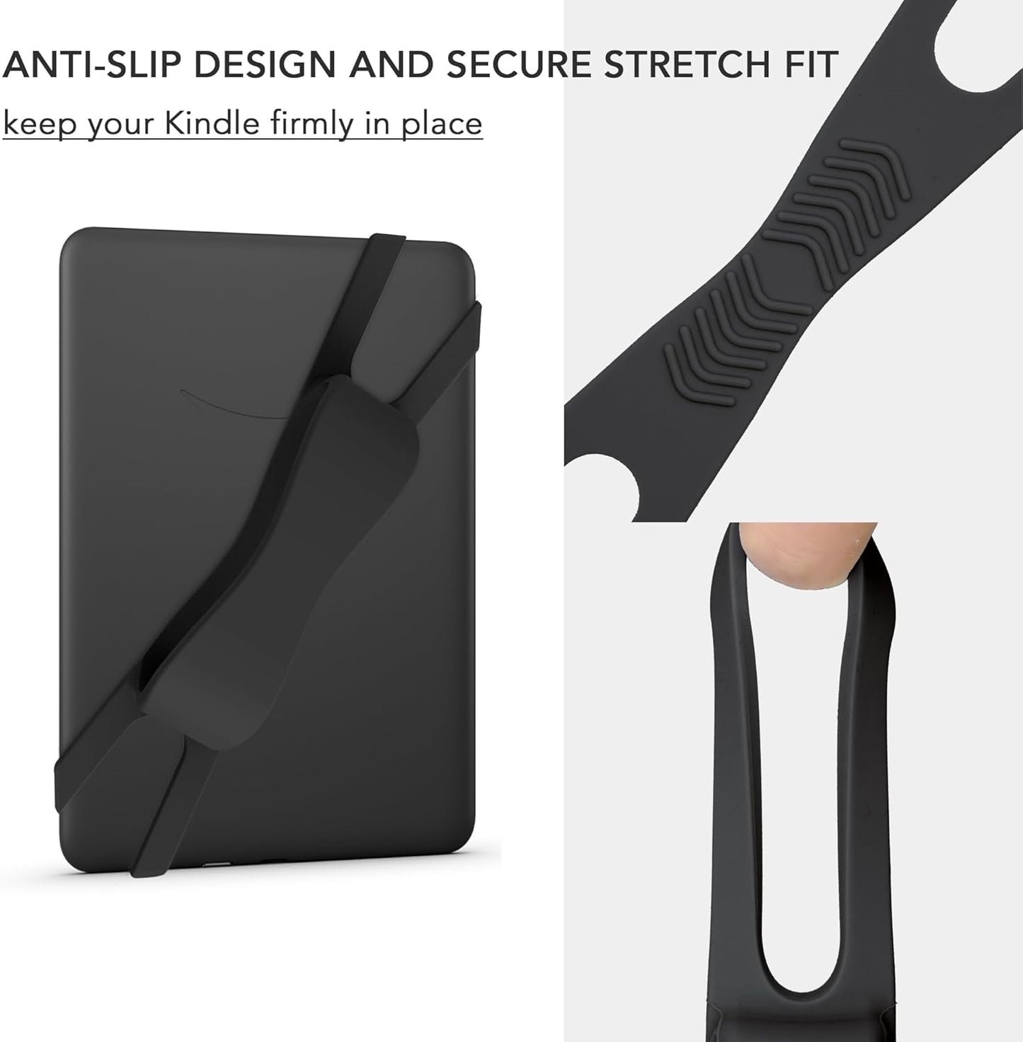 SEPTBEAM Ergonomic Silicone Hand Strap Holder for Kindle and Teblets - Handed Reading, Minimize Drops & Fatigue