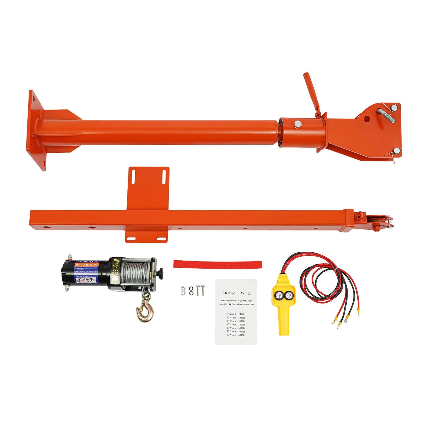 1100LB Truck-Mounted Crane Hoist, 360° Swivel Hoist Lift with 12V Electric Winch Pickup Truck Jib Cranes