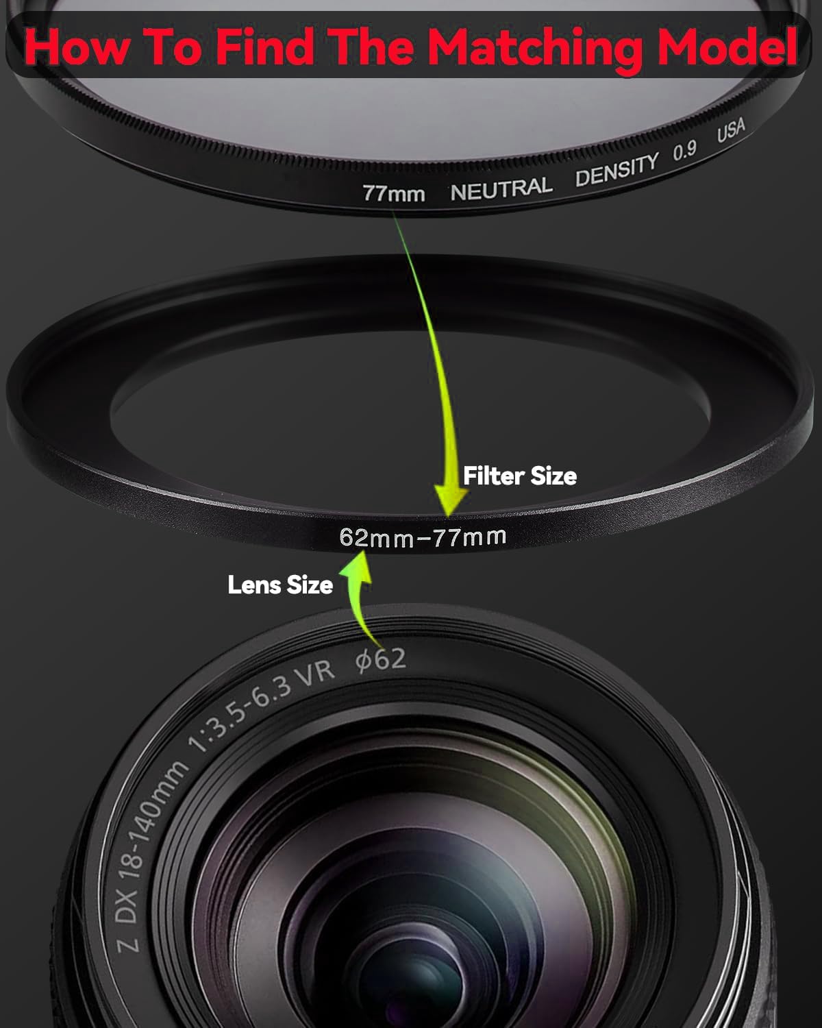 FENICHI (43mm-43mm) Metal Step-Up/Down Ring Adapter Compatible with Mirrorless Cameras DSLR Lens, UV CPL ND Filter
