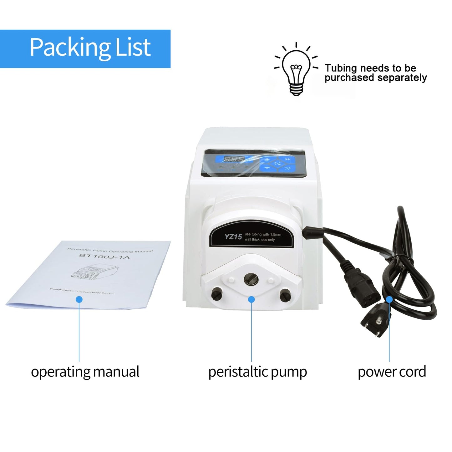 Peristaltic Pump Low Flow High Precision, 0.007-380 mL/min Variable Speed 0.1-100rpm Stepper Motor, Lab Dosing Pump for Pharmaceutical & Industrial Fluid Handling, BT100J-1A /YZ15-13A Pump Head