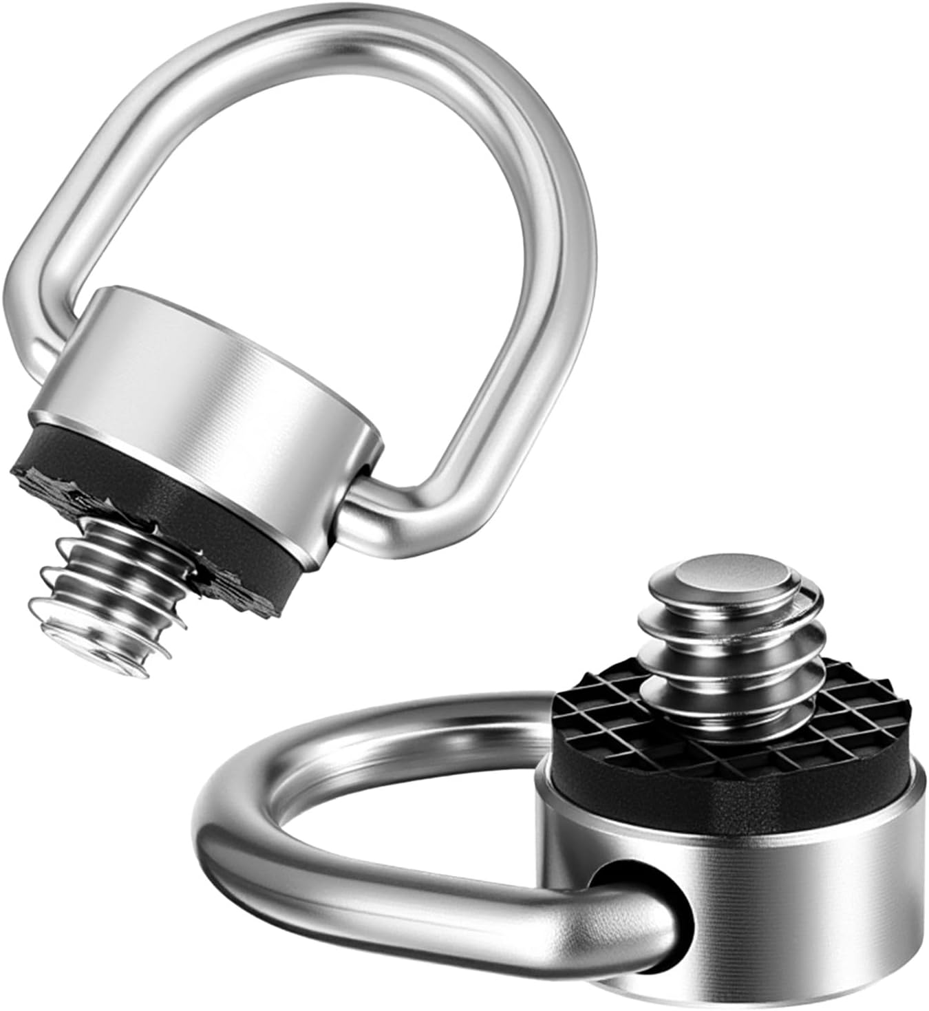 FdcLixuvol 2 Pack 1/4"-20 D Ring Screw, Thread Camera Aluminum Alloy Fixing Screw with Rubber Padded Hinged Holder