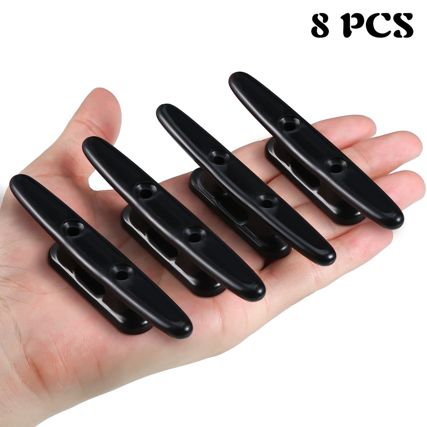 Hestya 8 Pieces Black Boat Cleats 4 Inch Nylon Kayak Dock Cleat Black Rope Cleat for Rope, Kayak, Mooring, Canoe, Tie Down, Maritime Decor
