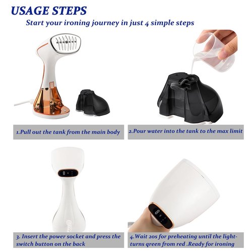 Handheld Clothing Steamer, 1430W High-Power 320ml Large Capacity Clothing Wrinkle Remover, 20s Fast Preheating Multifunctional Iron with A Maximum Steam Flow Rate of 0.74oz/min (Black)