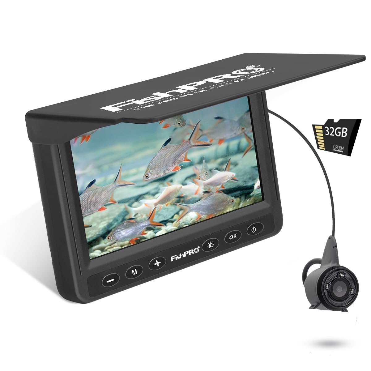 [FishPRO® 2026 Upgrade] Underwater Fishing Camera 4.3''- DVR w/32GB [Proven Since 2017] Ice Fishing Camera 1000 TVL w/ 65ft Magnetic-Spool, IR, USB-C, 5000mAh, Portable Fish Finder for Ice Fishing