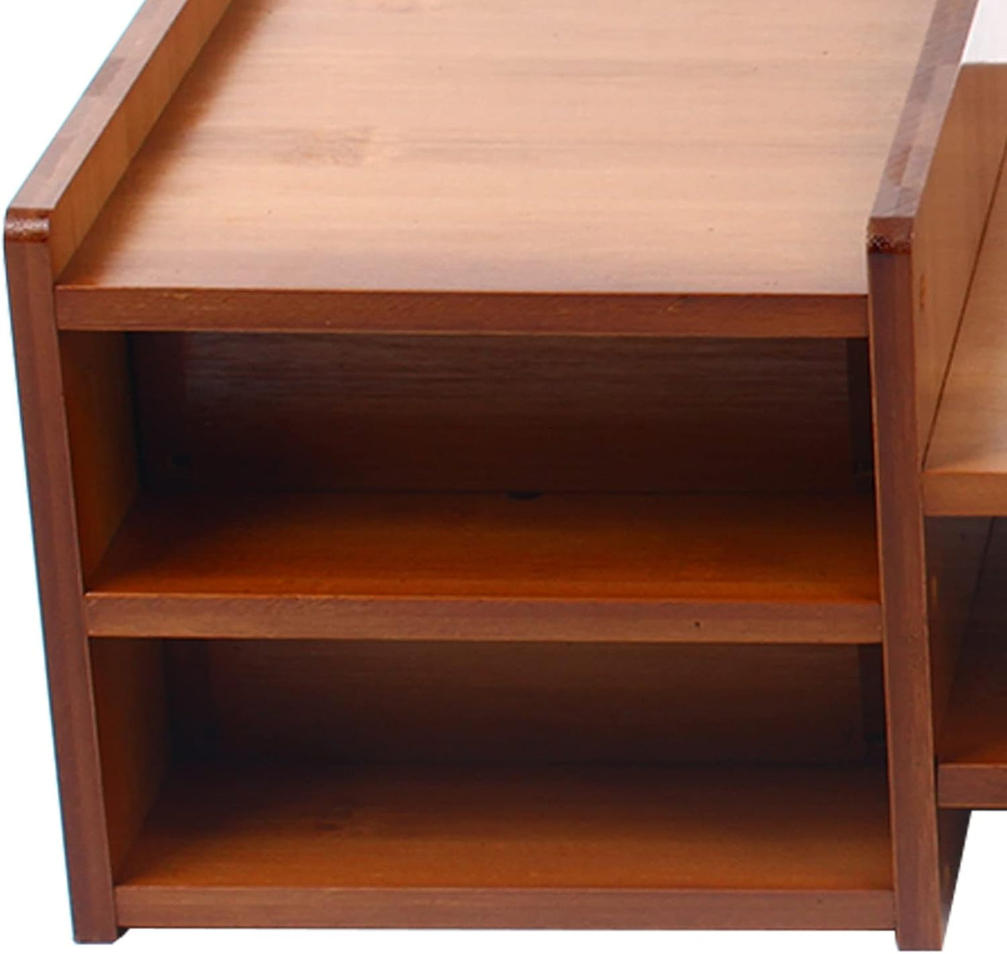YIYIBYUS 2-Tier Monitor Stand Riser Bamboo Wood Computer Monitor Riser Stand Desktop Organizer Stand with Storage