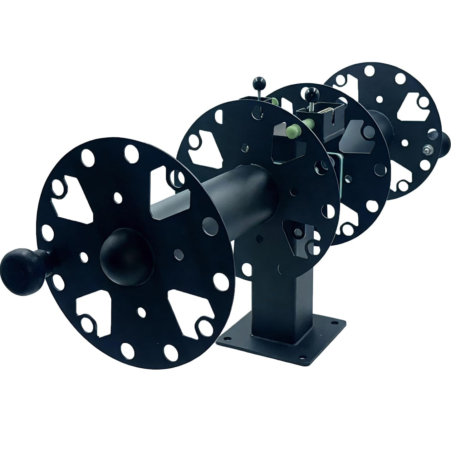 Heavy Duty Double Welding Cable Lead Reel, 10" Lockable with FR4 Fiberglass Rod,Fixed Side x Side, Carbon Steel Construction Holds 150FT 1/0 & 125FT 2/0 Cables for Industrial & Truck Use