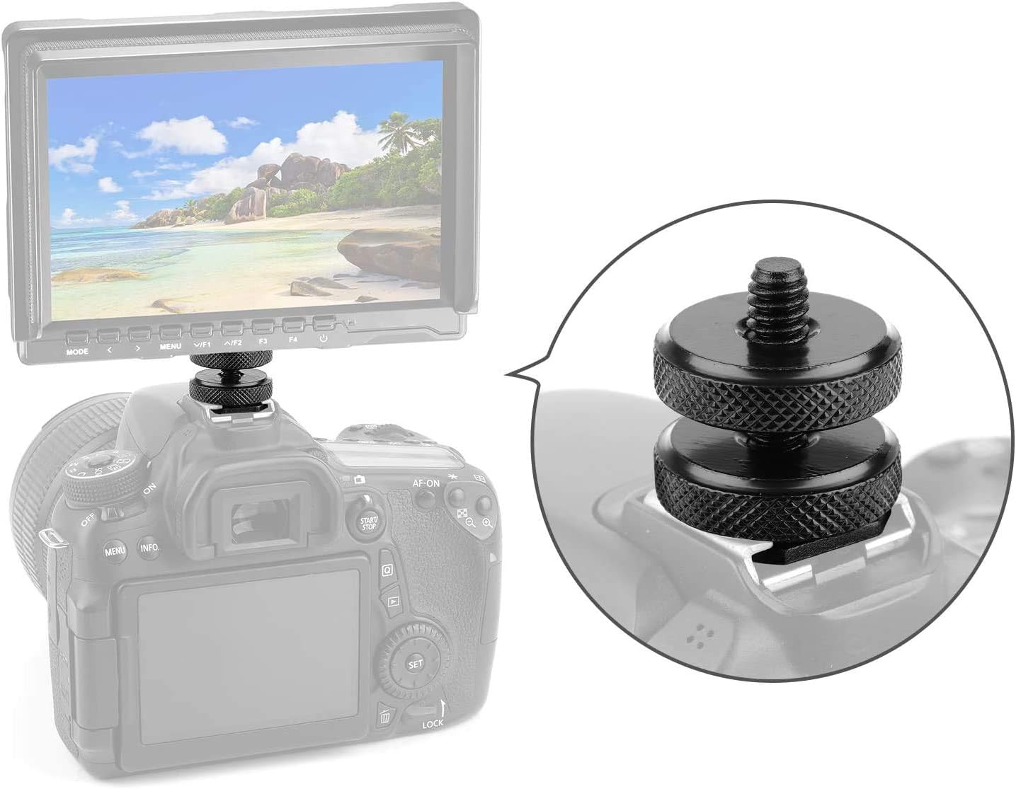 1/4"-20 (Pack 4) Camera Hot Shoe Mount to Tripod Screw Adapter,Flash Shoe Mount for DSLR Camera Rig