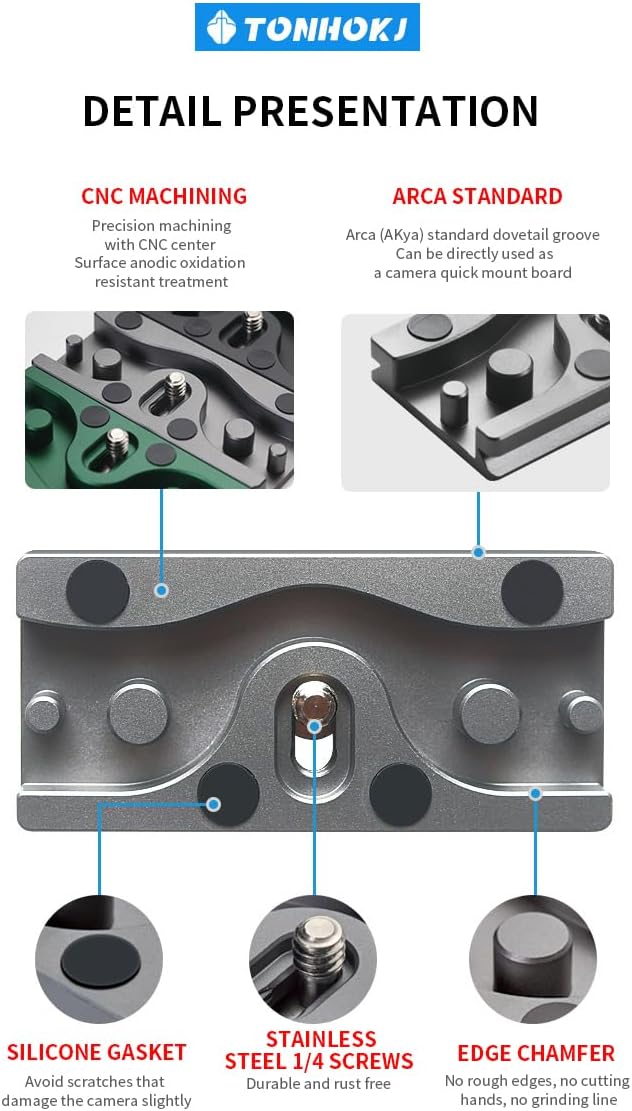 TONHOKJ Camera Cable Clamp Quick Release Plate, Aluminum DSLR Tethered Shooting Cable Lock Clip, HDMI USB Data Port