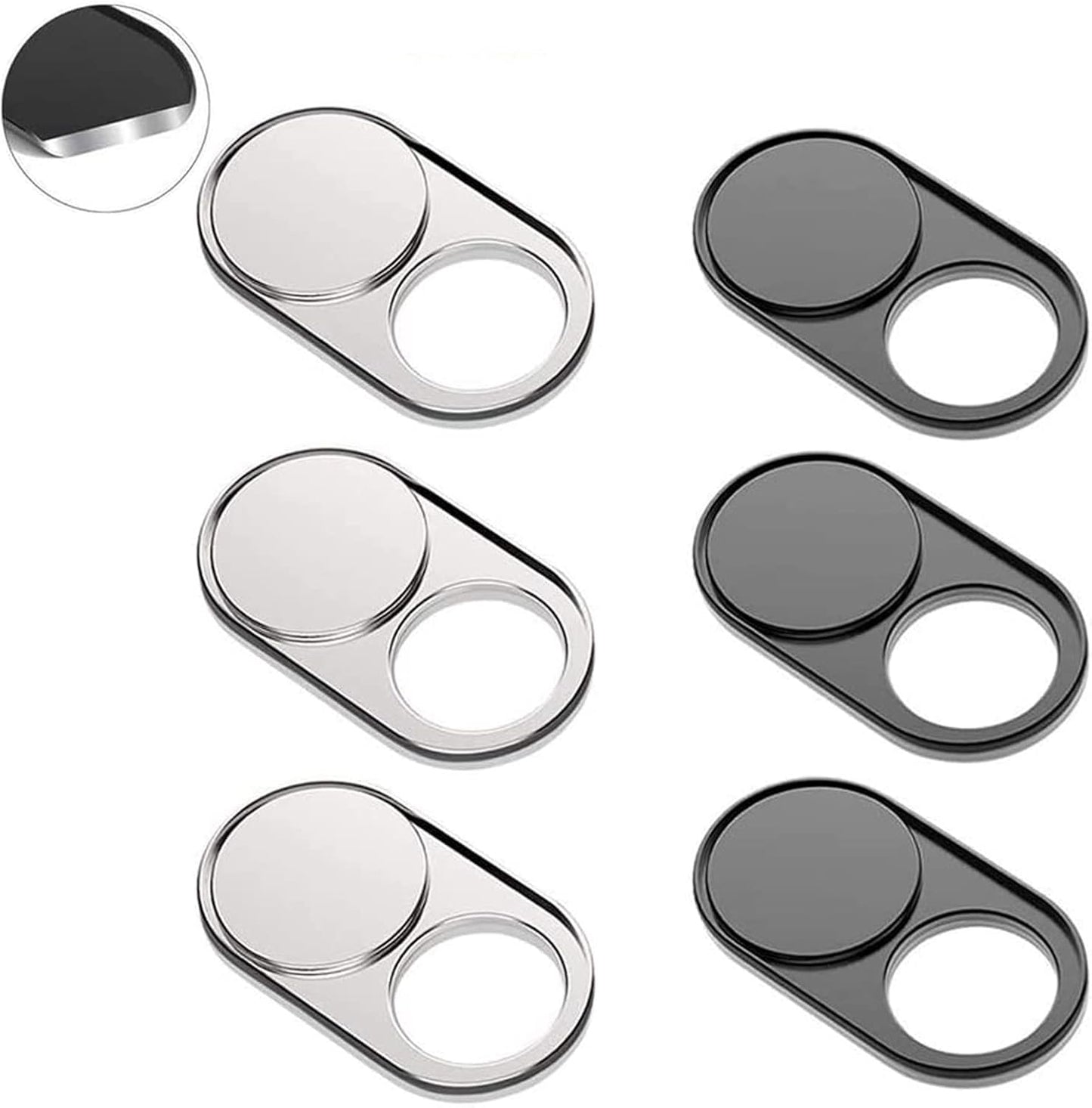 Cimkiz Adhesive-6 Packs(3black+3silver) Webcam Cover Slide Metal Magnet Sliding Web Camera Cover Slider for Laptops
