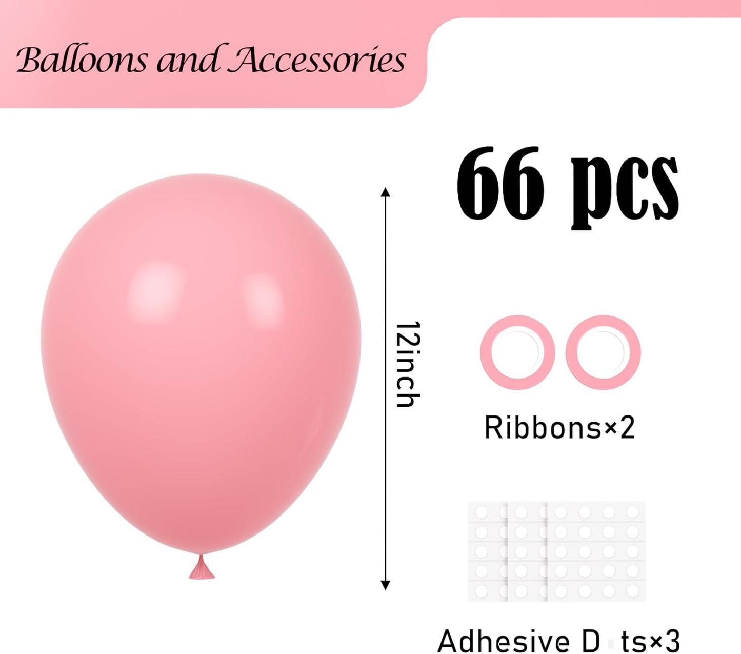 Voircoloria Retro Pink Balloons - 12-Inch Blush Pink Latex Balloons | 66-Pack for Parties & Celebrations