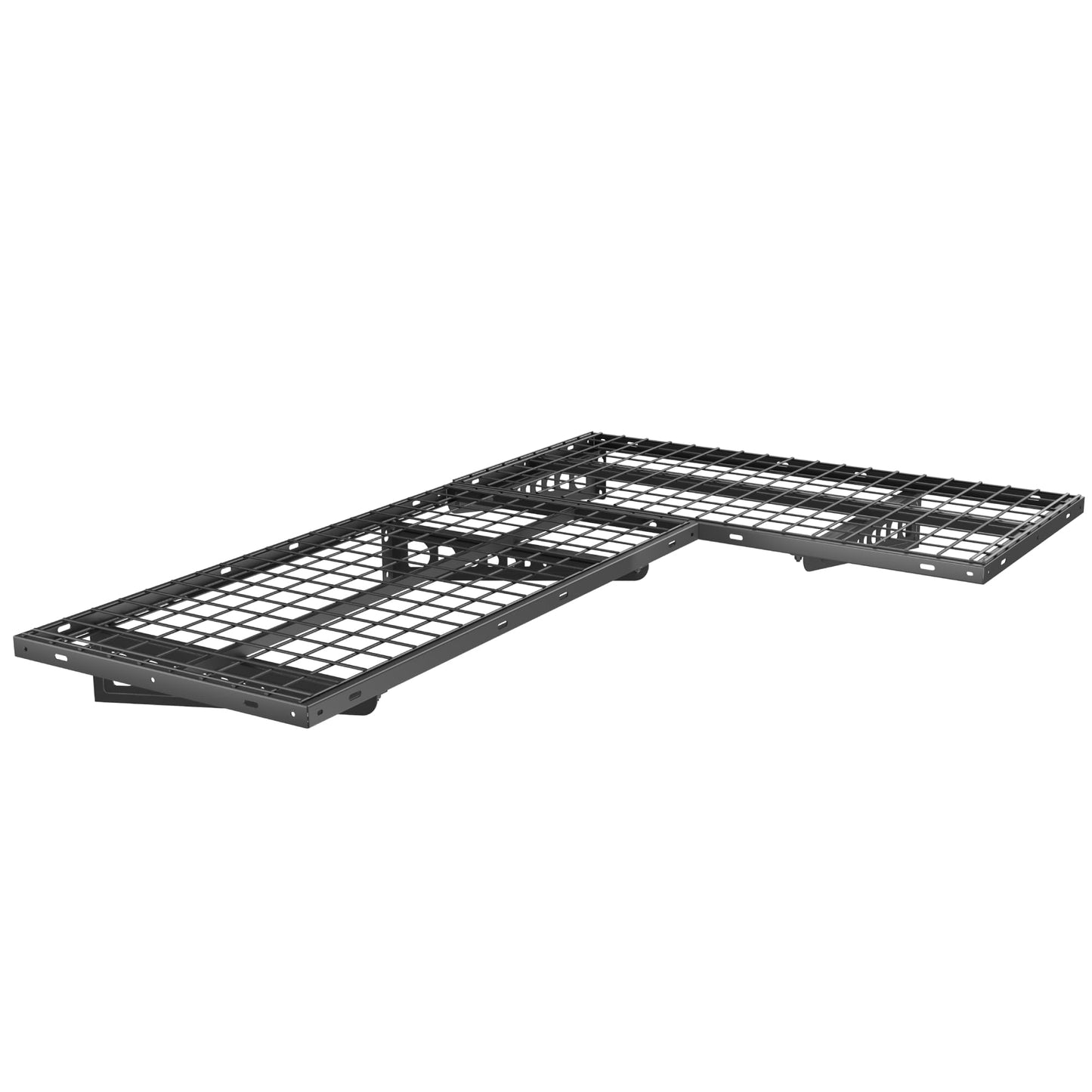 FLEXIMOUNTS 2 Pack 2x4ft Corner Wall Shelving Garage Storage Rack, 24x48 inch Floating Shelves, 660lbs Total Weight Capacity, Black, Pro Series