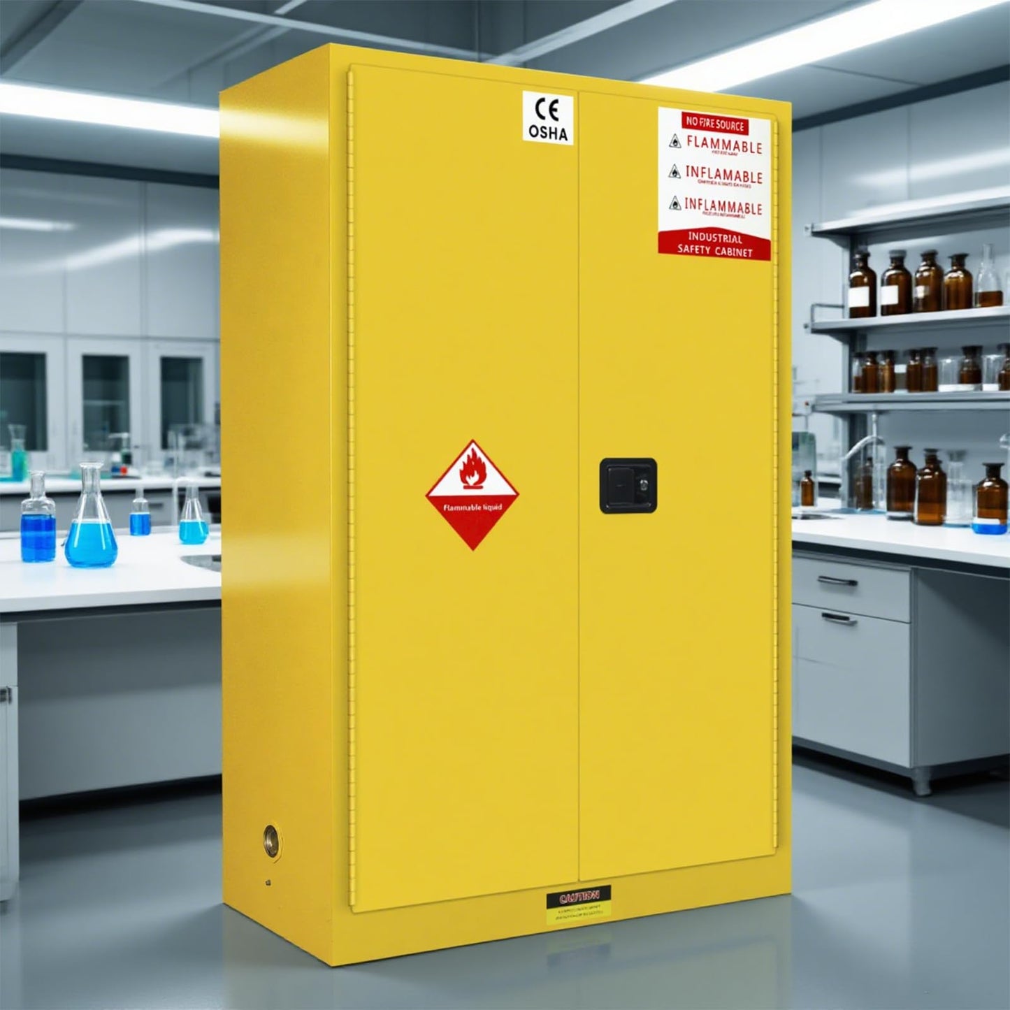 POWKOL 272 Gallon Flammable Liquid Storage Cabinet Fireproof Metal Cabinet with 3 Point Lock, Adjustable Shelves for Industrial, Scientific, Warehouse Use