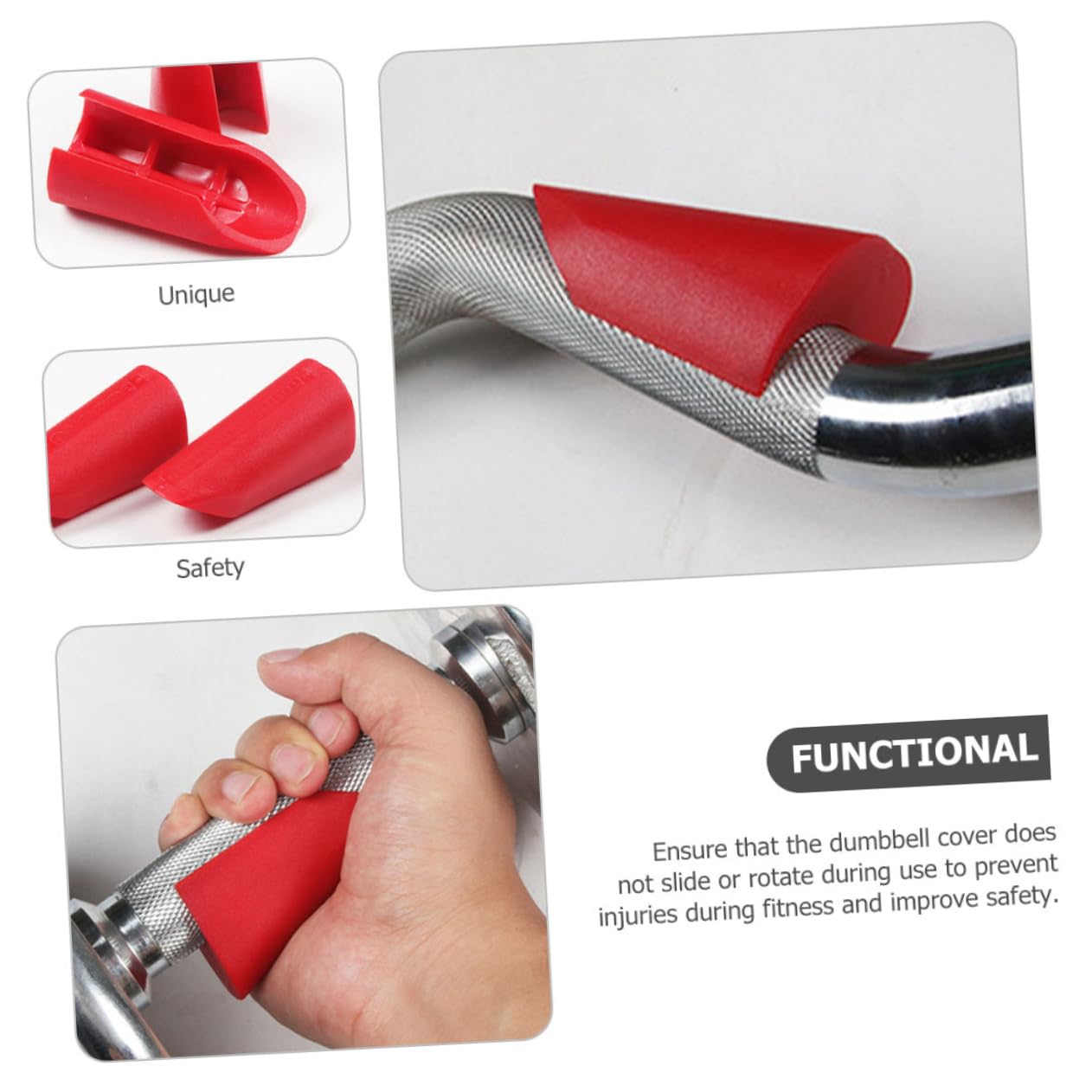 BRIGHTFUFU Non-Skid Barbell Grip Covers 3.11X1.41X1.29In Dumbbell Handle Covers for Weightlifting Safety Stability Fitness Training Equipment