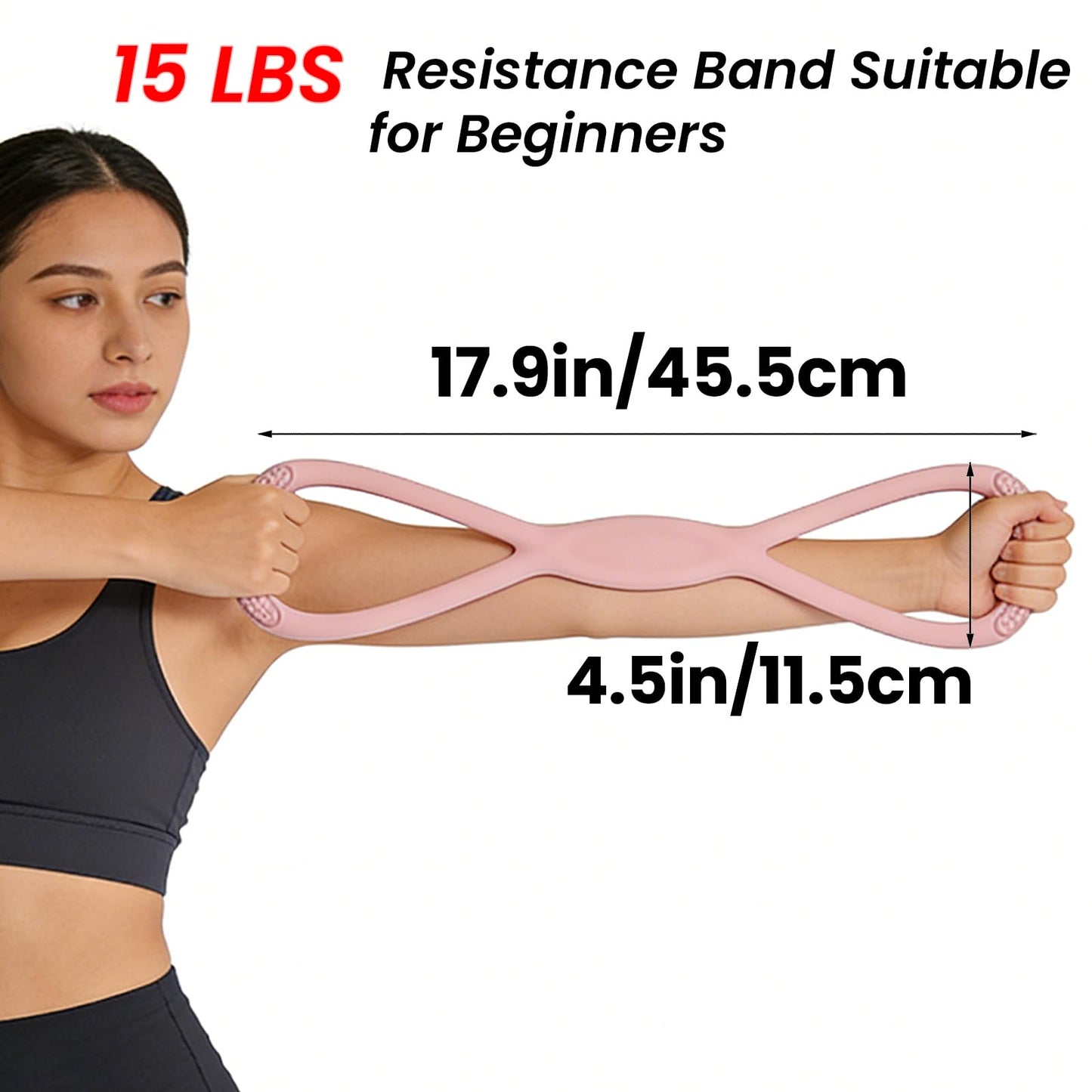 Figure 8 Resistance Band, Figure 8 Resistance Bands for Women Men, 15 lbs Resistance Band Figure for Working Out, Non-Slip Handles, Home Gym, Yoga & Physical Therapy