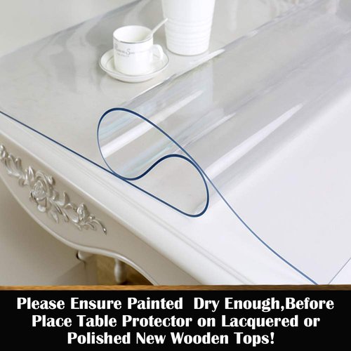 1.5mm Multi Size Thick Clear PVC Tabletop Cover Protection Plastic Transparent Tablecloths Runner Work Dining Room Thicken Plexiglass Glass Desktop Blotter Topper Screen Protector Easy Clean 60x72 in