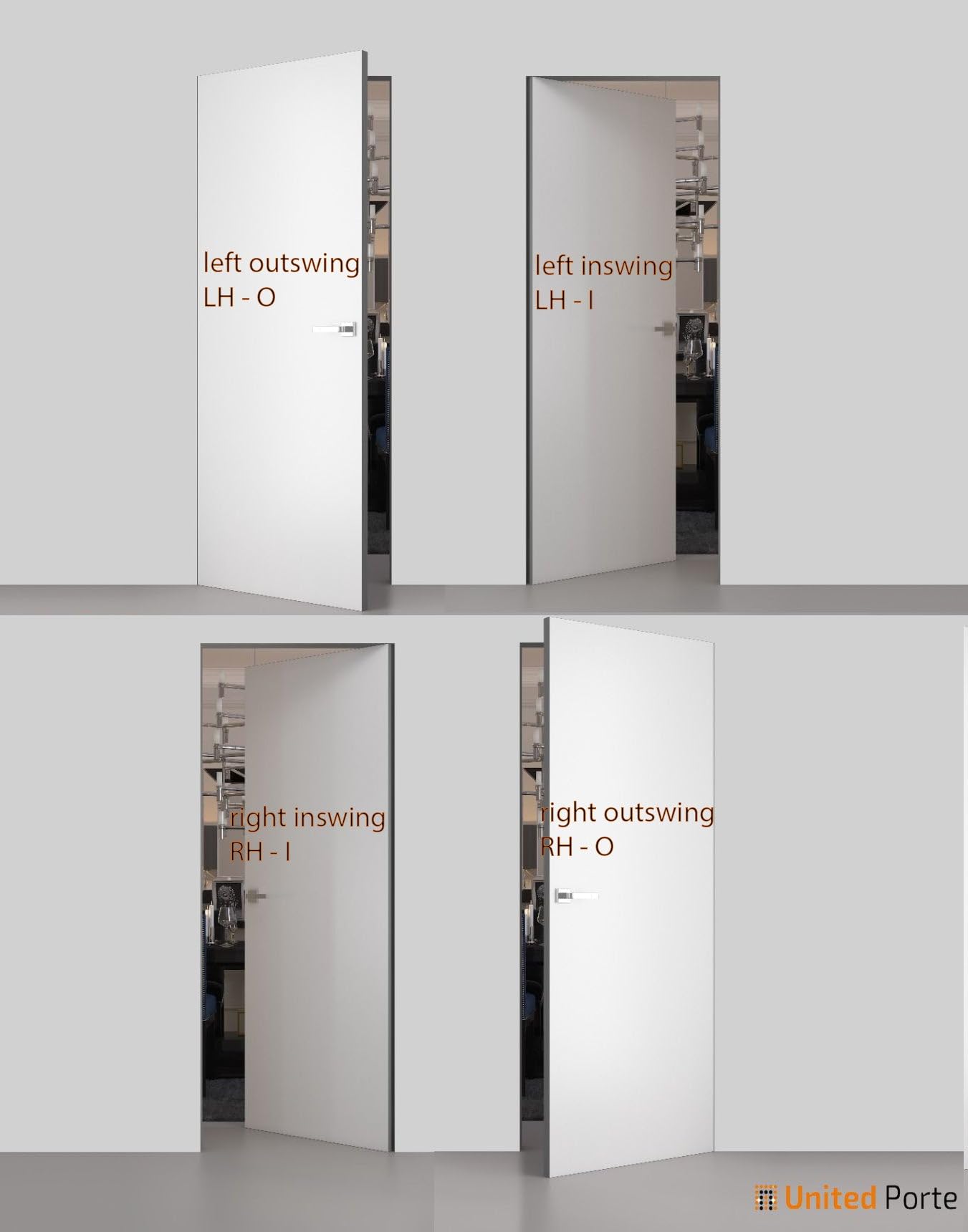 SARTODOORS Interior Invisible Solid Hidden Door with Handle | Planum 0010 Primed with Silver Hidden Frame 30" x 96" Right-Hand Inswing | Concealed Hinges Lock Handle | Modern Wood Frameless Doors