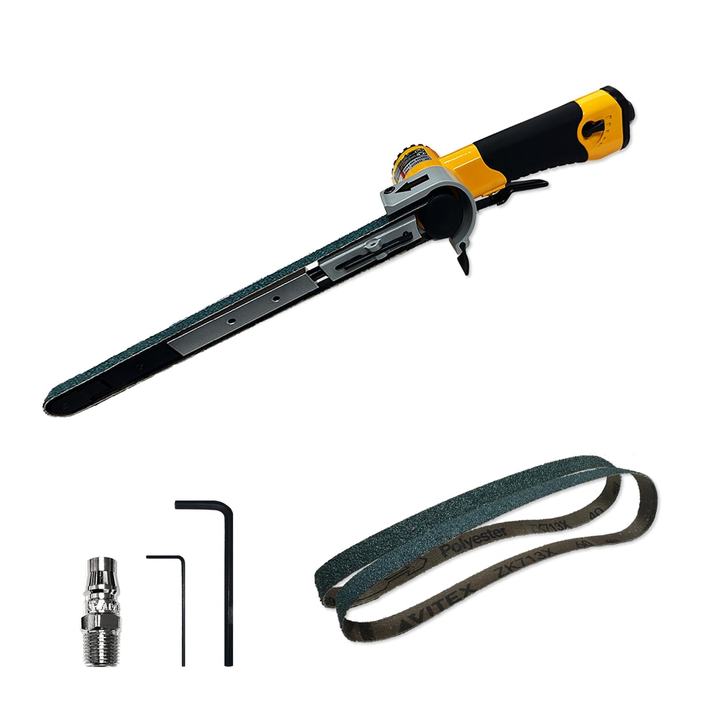 Gutsy Jumper 1/2" x 24" Air Belt Sander, Handheld Pneumatic Sander - Industrial Power Tool for Woodworking, Metal, Steel Polishing & Surface Finishing, 16000 RPM