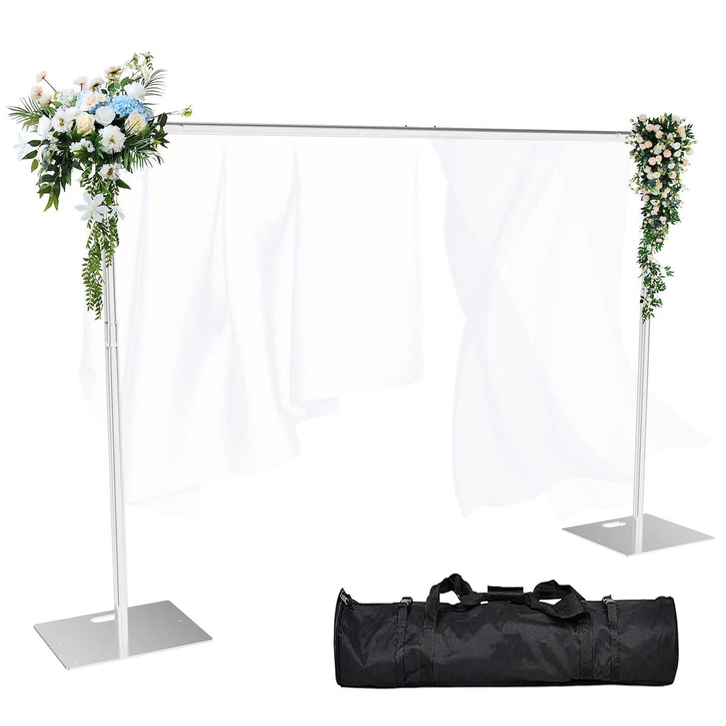 OPYRET Pipe and Drape Backdrop Stand Kit Backdrop Stand For Parties 10ftx10ft Adjustable Photo Backdrop Stand Heavy Duty Background Stand for Wedding Banquet Decorations Silvery
