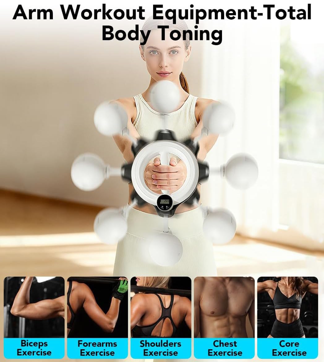 360° Infinity Arm Hoop, Arm Workout Equipment for Men and Women Flabby Arm Exerciser with Digital Tracker Shoulder Reliever Home Gym Workout Fitness Trainer for Chest and Upper Body Strength
