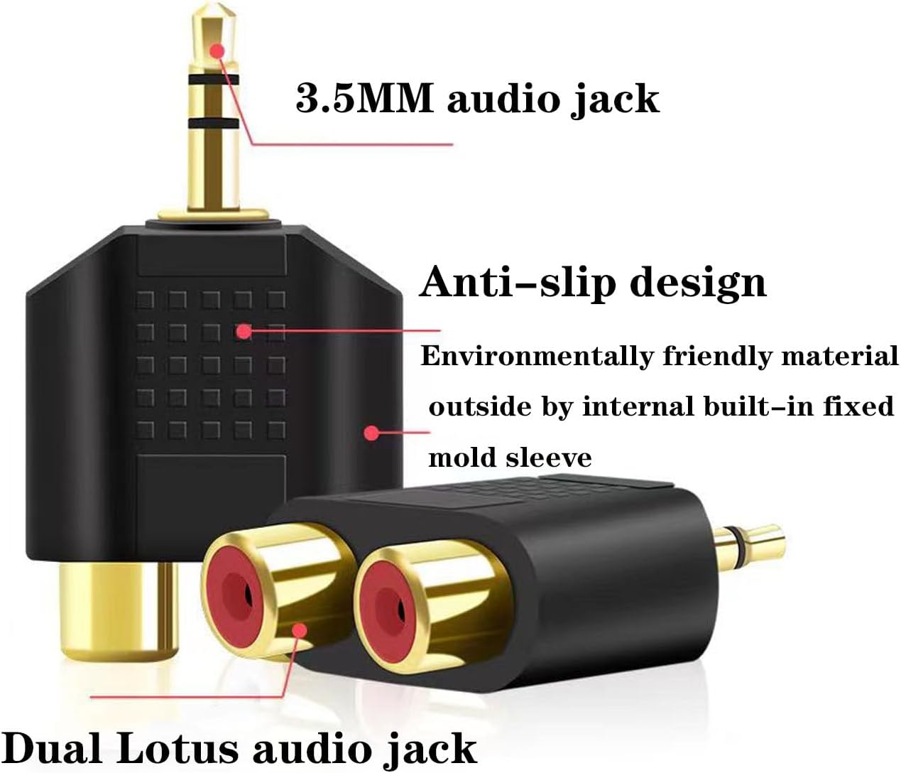 Sairps 3.5 mm 3.5mm Adapter-2 Pack TRS to Dual RCA Female, Stereo Male to Dual RCA Female Audio Headphone Jack