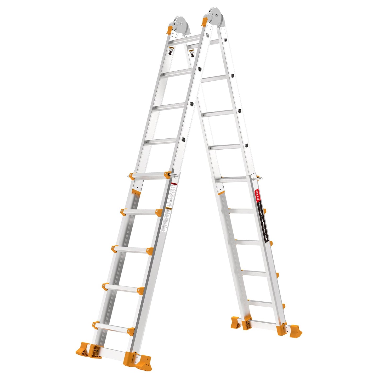 Valeo Ladder 17 FT, A Frame 5 Step Ladder Extension,Multi Position & Storage Folding Ladder, 330 lbs Security Load Telescoping Ladders for Stairs Home Indoor Outdoor Roof