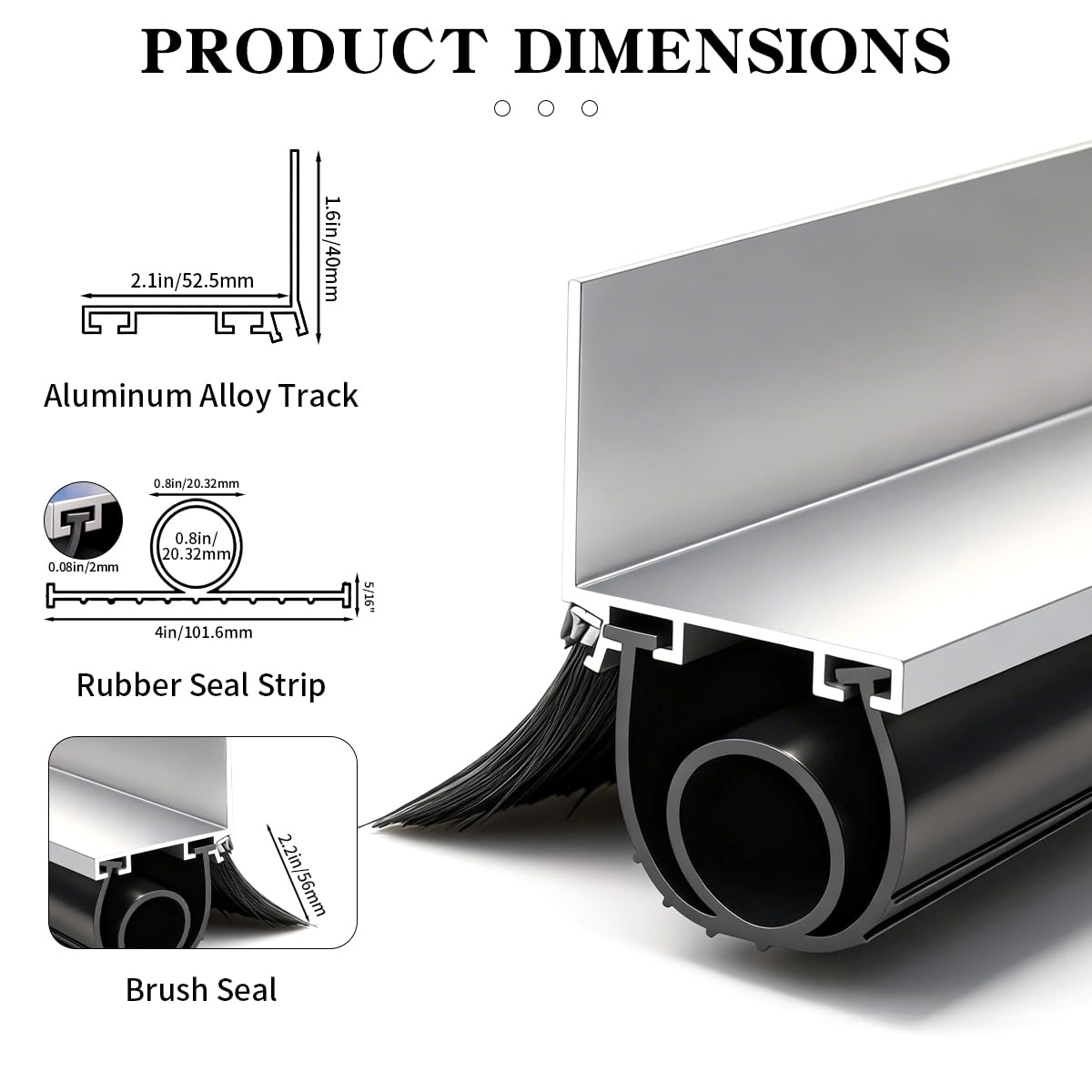 16.5FT Universal Garage Door Seal Kit Rubber Weatherproof Seal & Brush and Durable Aluminum Track Retainer Kit U + O Heavy Duty Garage Door Seal Bottom with Screws and Gloves