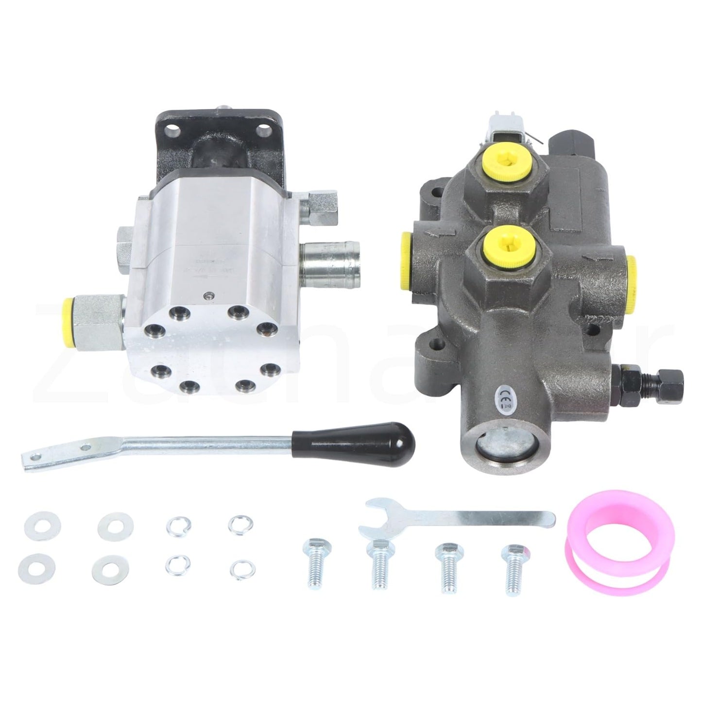 Zachager Hydraulic Log Splitter Pump Kit - 16 GPM 2-stage pump, coupler, mount and hardware - 1" inlet, 1/2" NPT outlet, 3600RPM, 4000 PSI, for small engine log splitters