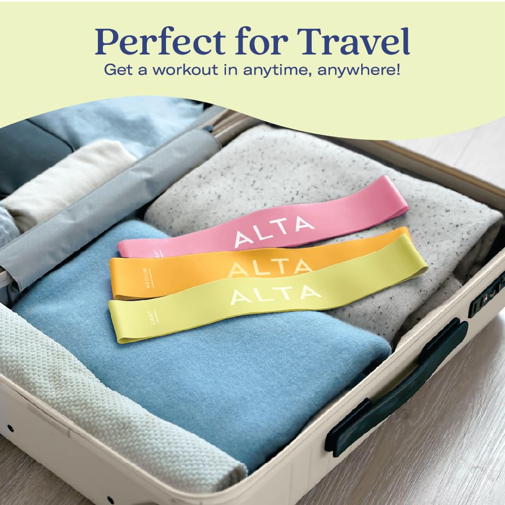 ALTA Mini Loop Bands for Exercise - Premium Durable Latex - Small Resistance Bands for Women, Booty Bands for Working Out, Leg Stretch Loops for Physical Therapy, Pilates Exercise Mini Bands Set