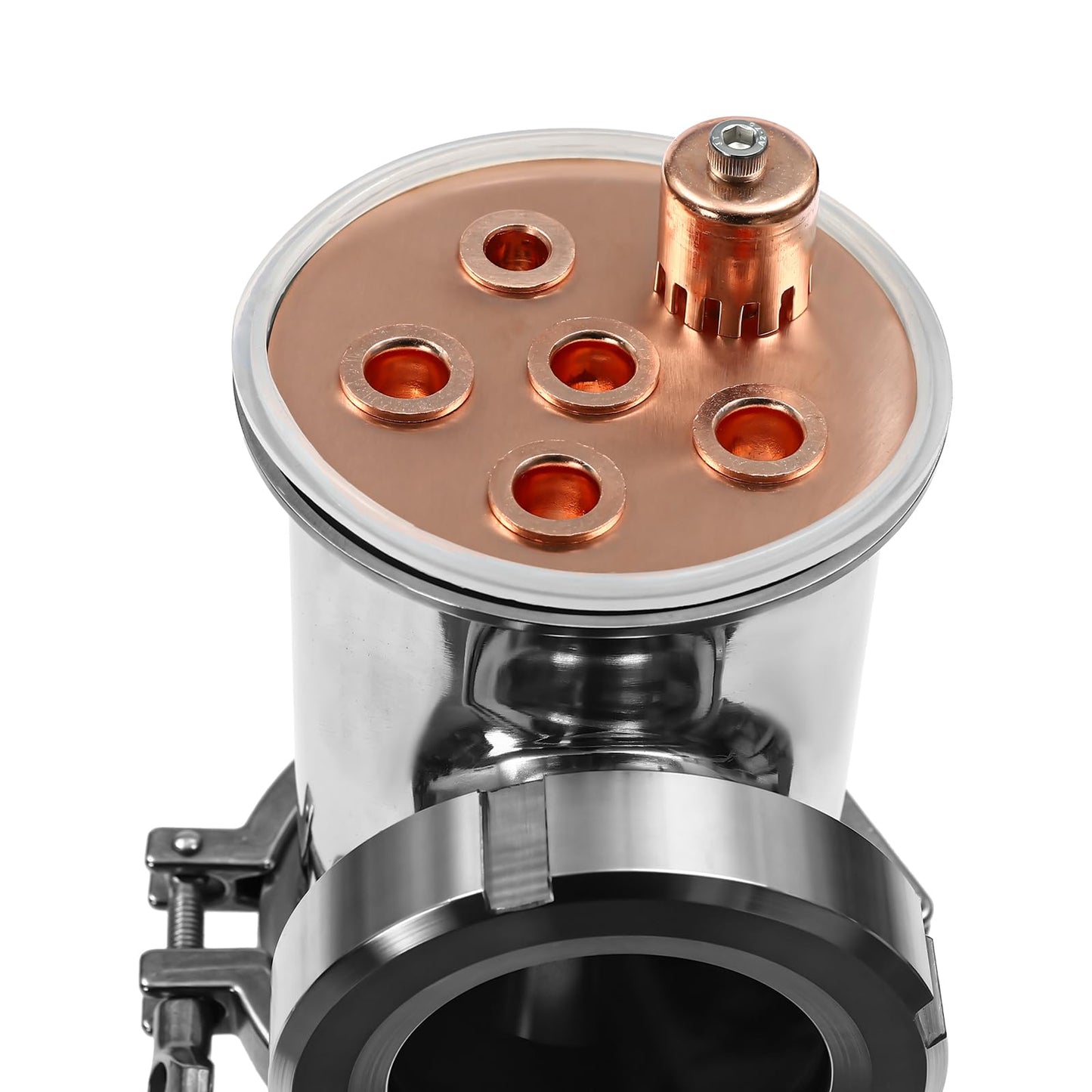 4" Reflux Still Column, 6 Layers Stainless Steel Distillation Column, with U-Shaped Elbow, Condenser and Spout, 0-220℉ Columns, Reflux Distillation Kit for Home Brewing Whiskey