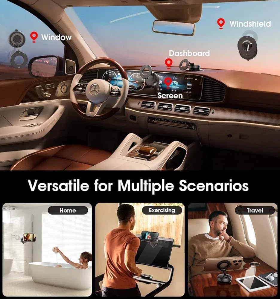 BEIDOQIXIN 360 Automobiles[98+LBS 2800gf Magnetic Car Phone Holder Vacuum Adsorption Suitable for iPhone and Android