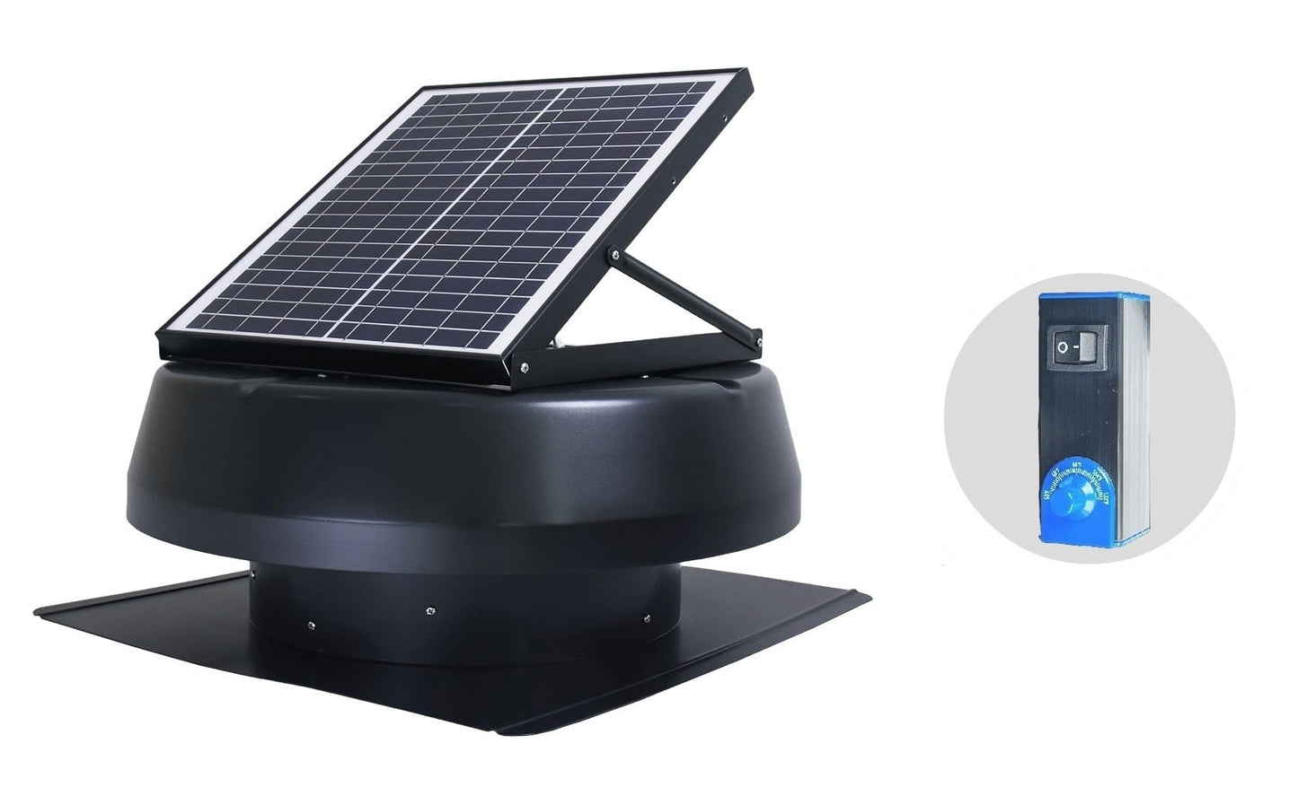 iLIVING HYBRID Ready Smart Thermostat Solar Roof Attic Exhaust Fan, 14", 40-Watt, 1150 CFM, Cools up to 2900 Sq.Ft. Coverage Area, Black