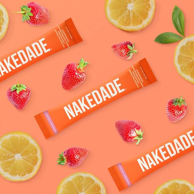Nakedade Strawberry Lemonade ??Performance Enhancing Sports Drink Powder - Electrolyte Powder ??No GMOs or Artificial Sweeteners, Gluten-Free, Soy-Free, Dairy-Free ??16 Sticks