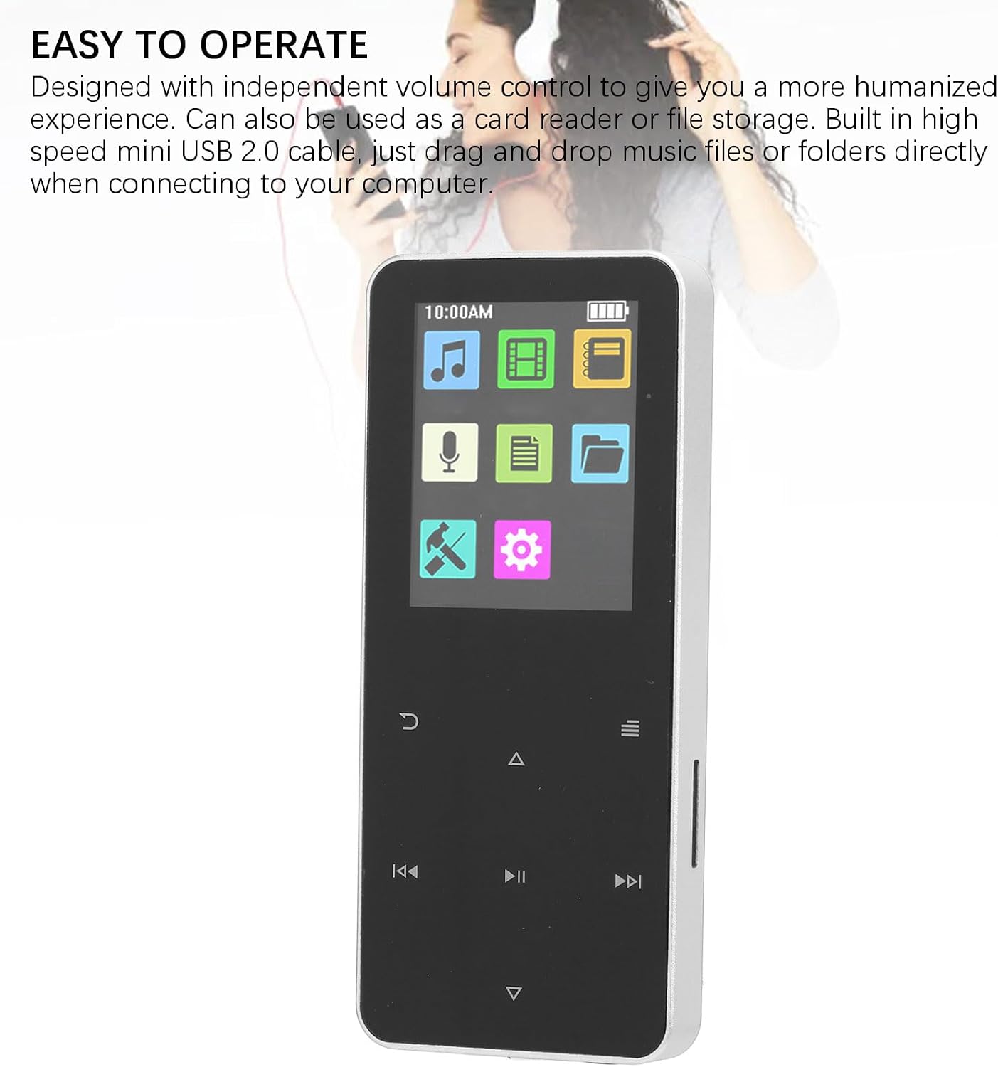Yoidesu MP3 1.8 Inch 4GB MP3 180mAh MP3 (4GB) Player with Bluetooth, HD Screen for Android, Portable Streaming Music