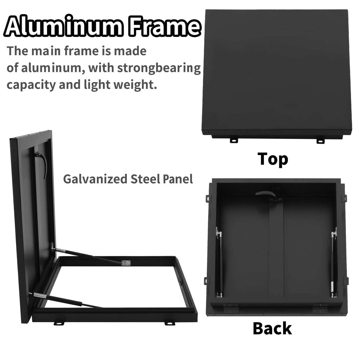 Roof Hatch Door Skylight, 28x31in / 71.1x78.7cm Galvanized Steel Plate, Thermal Insulation, Customizable Size, Emergency Escape for Industrial Factories and Warehouses