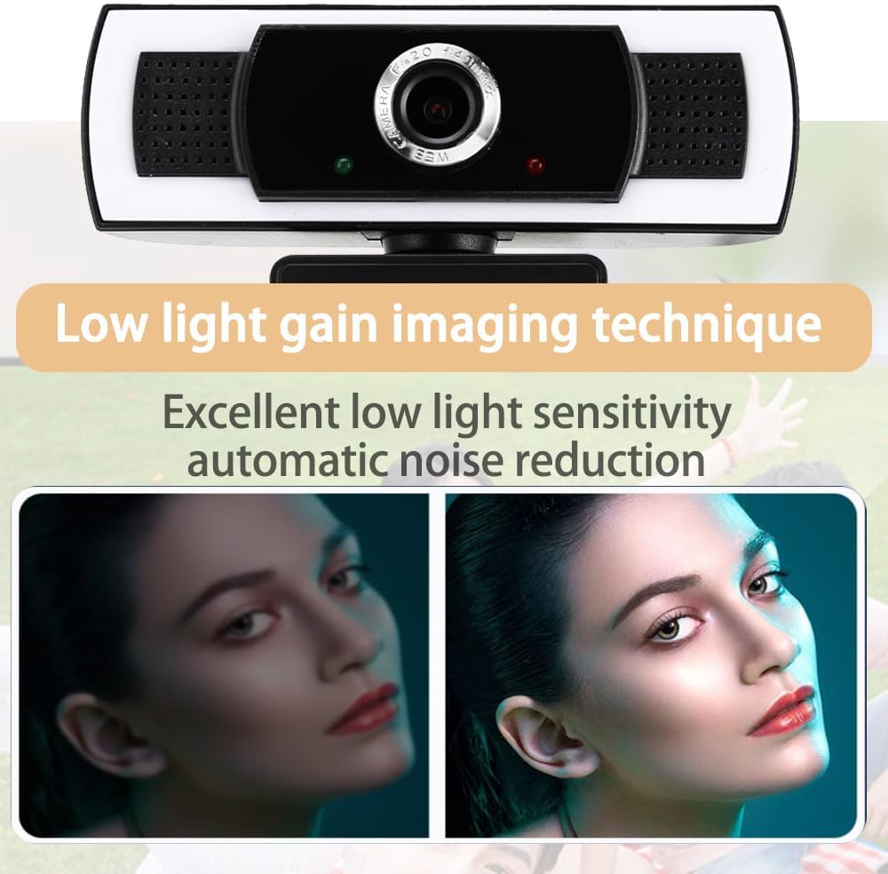WEISHIXIN 1080P Webcam with Microphone, auto Zoom, Software Control & Privacy Cover, USB HD Computer Web Camera, Plug