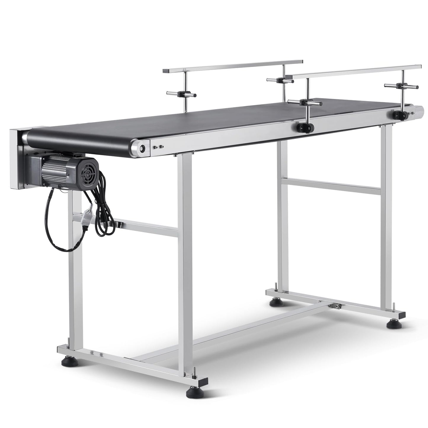 VEVOR Belt Conveyor, 59 x 15.7 inch ConveyorTable, Heavy Duty Stainless Steel Motorized BeltConveyor for Inkjet Coding Applications Powered PVCBelt Anti-Static Adjustable Speed (Double Guardrail)