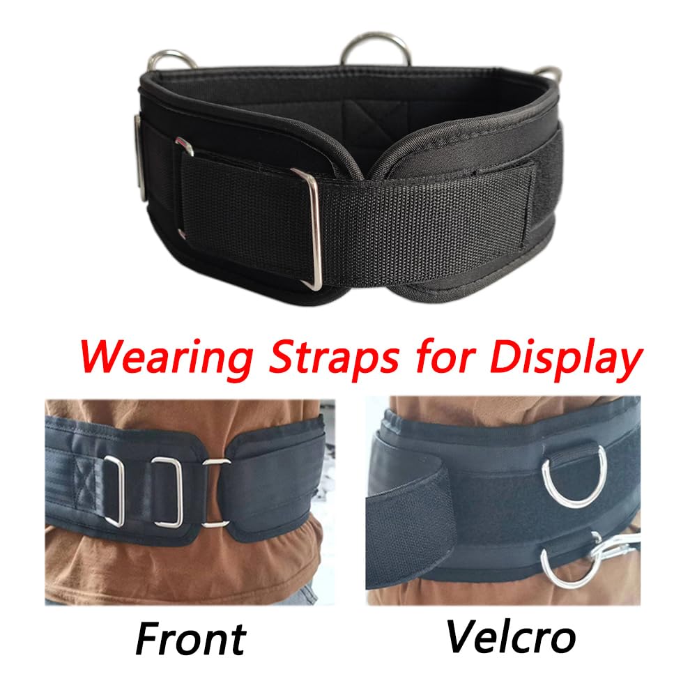 LOOEEL Fitness Resistance Belt Multi Functional Fitness Belt with 5 Rings for Weight Training and Resistance Training of Load Carrying Pull Up Belt Squat
