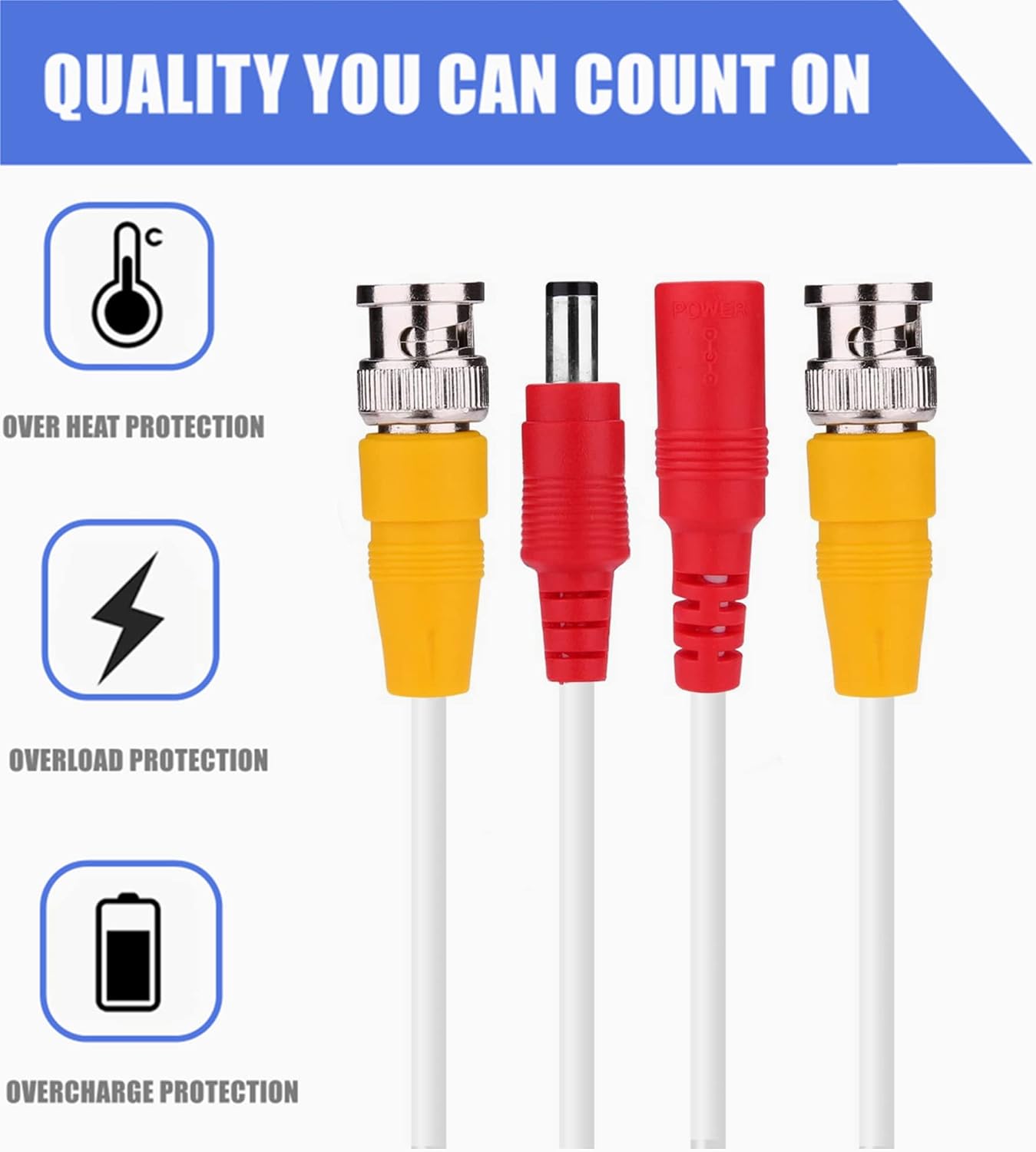 150ft White CCTV BNC Video Power Cable for DVR Surveillance Systems