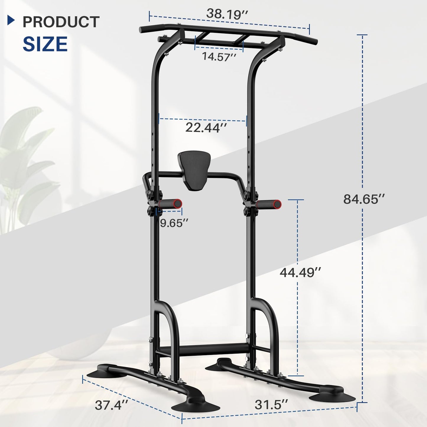 BangTong&Li Power Tower, Pull Up Bar Dip Station/Stand for Home Gym Strength Training Workout Equipment (Black-02)