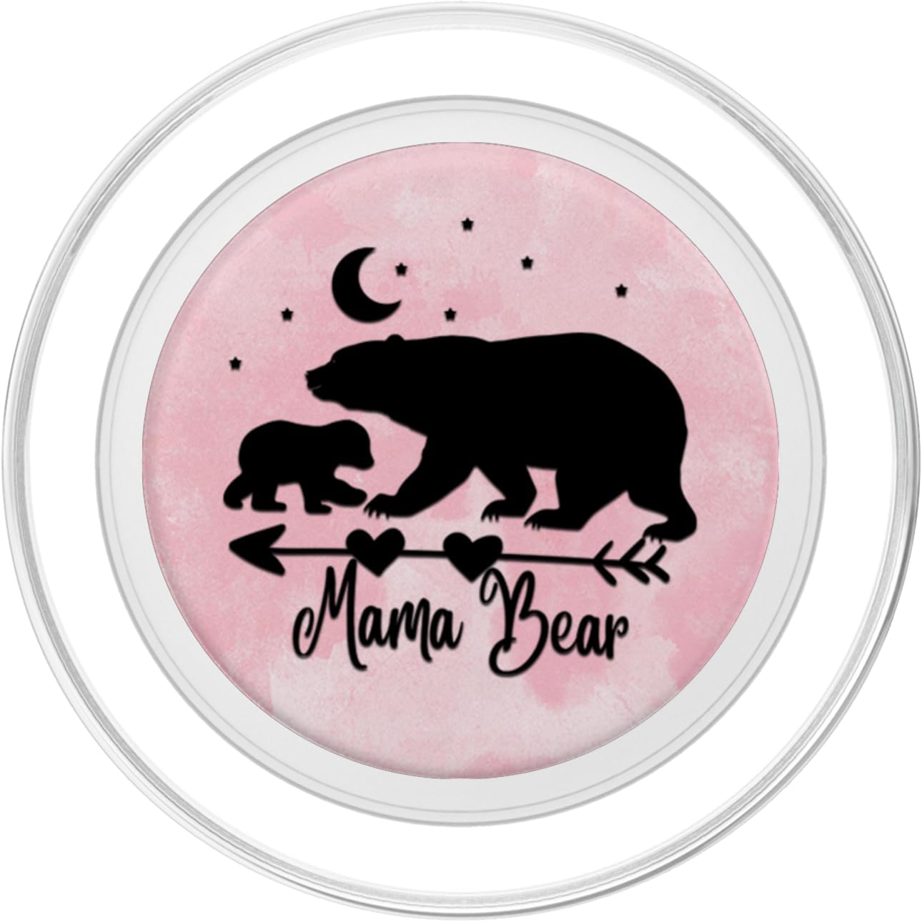ASBBears Black Mama Bear and One Cub On Pink Watercolor PopSockets PopGrip for MagSafe