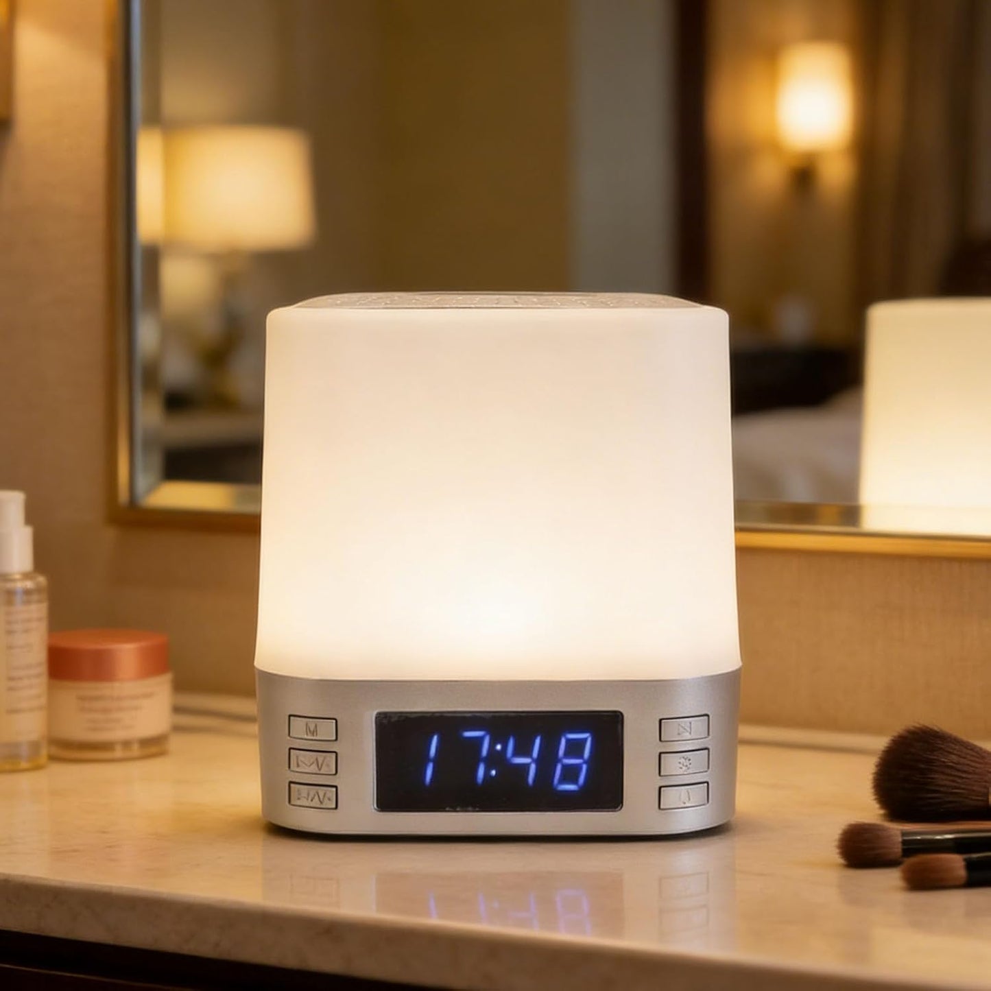 5.3, 15W Zunate Clock Speaker Wireless Charger with Bluetooth Digital Alarm Clock Night Light, White Noise Sleep Sound