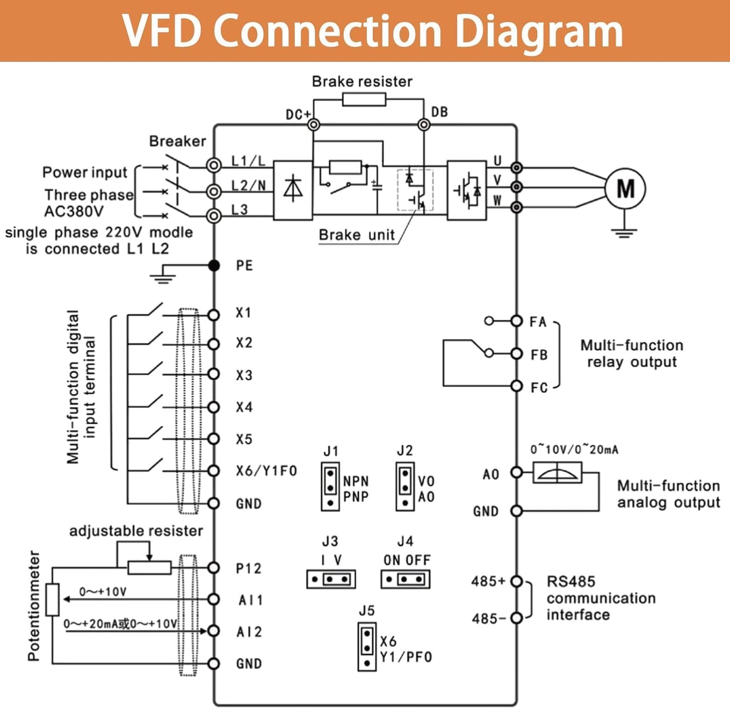 QNK 5.5KW 7.5HP 380V AC 12.5A VFD Converter Single to 3 Phase Inverter Variable Frequency Drive for CNC Spindle Motor Speed Controller
