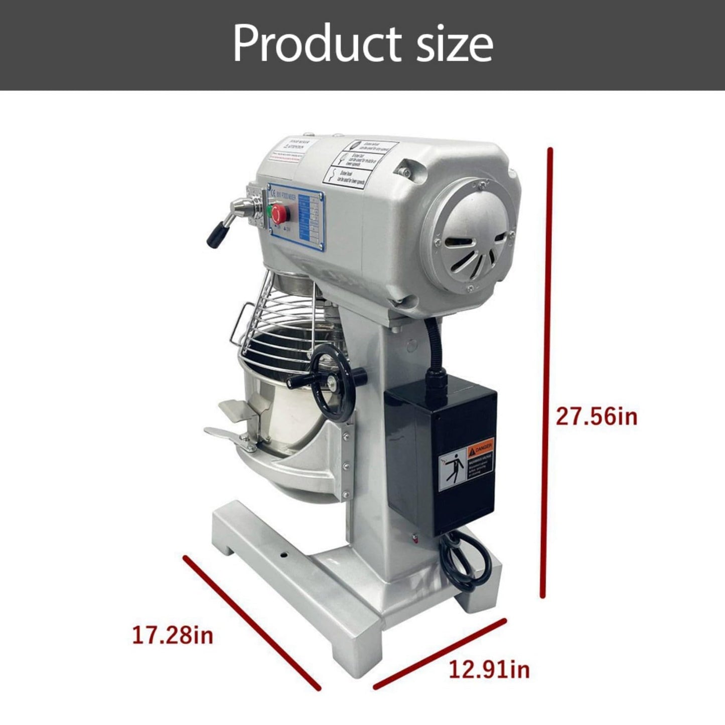 BEILOCKERY 15L Commercial Food Stand Mixer, 3-Speeds Adjustable 110V Dough Mixer, 450W Electric Dough Mixing Machine with 3 Mixing Tools