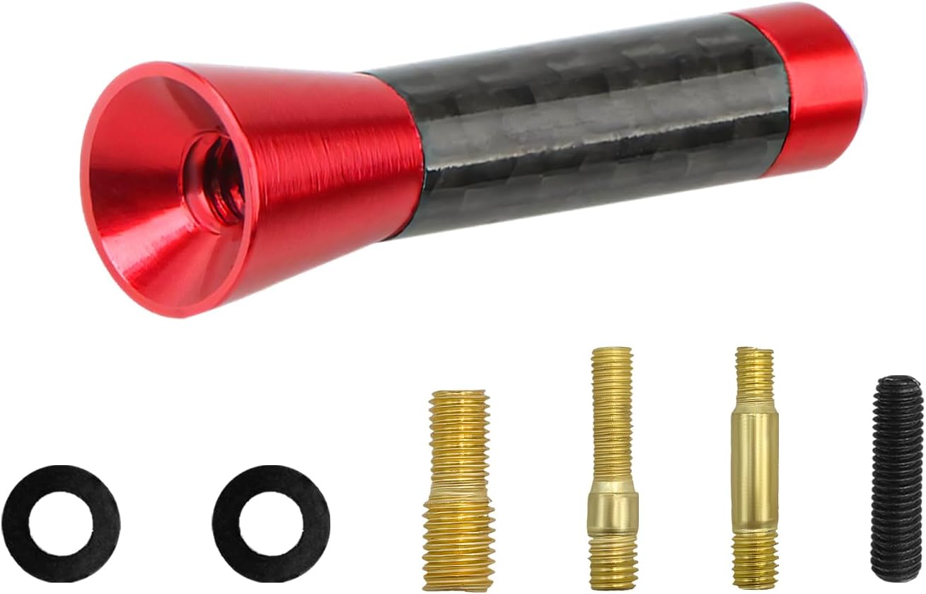 Sbulhia 1.37 Inch Car Short Antenna, Auto Radio Antenna with Screws and Rubber Gaskets, Aluminum & Carbon Fiber Short
