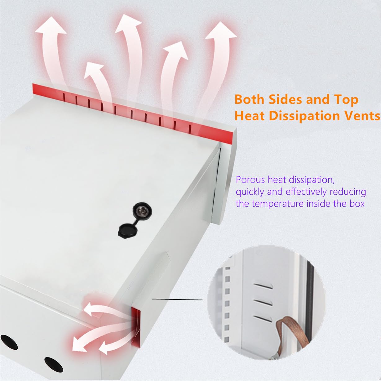 Yeaborn Outdoor Electrical Box 20'' x 16'' x 8'' One-Piece Ventilation Design Electrical Enclosure Box IP65 Waterproof Electrical Cabinet Street Light Box with Wall Hanging and Pole Mounting Parts