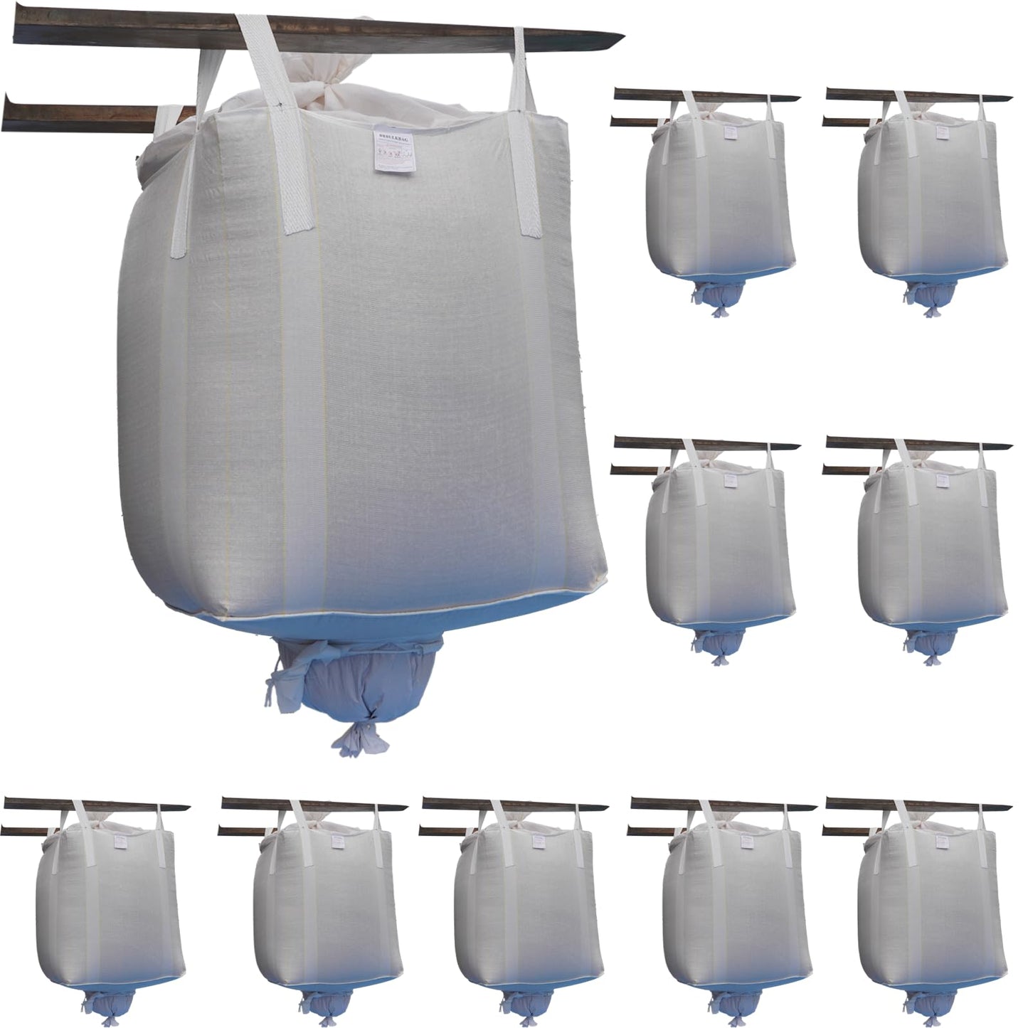 FIBC Bulk Bags 35"x35"x43", 10 Pack – Heavy Duty 2,200 lbs Capacity, Duffle Top & Spout Bottom, UV-Stabilized Fabric – Industrial Storage & Transport Bags for Grain, Coffee, Plastic Pellets