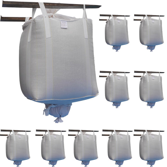 FIBC Bulk Bags 35"x35"x43", 10 Pack – Heavy Duty 2,200 lbs Capacity, Duffle Top & Spout Bottom, UV-Stabilized Fabric – Industrial Storage & Transport Bags for Grain, Coffee, Plastic Pellets